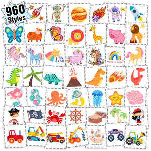PARTYWIND tatuajes para niños con diseños mixtos, ideales para fiestas.