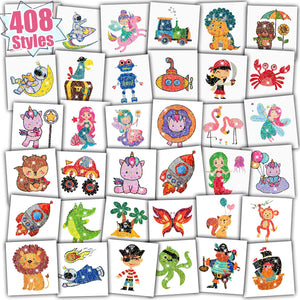 Tatuajes PARTYWIND con brillos en 408 estilos para fiestas infantiles.