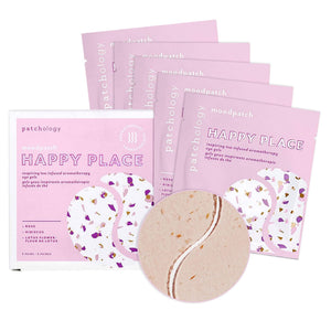 Patchology Happy Place parches para ojos, empaque práctico ideal para viaje.