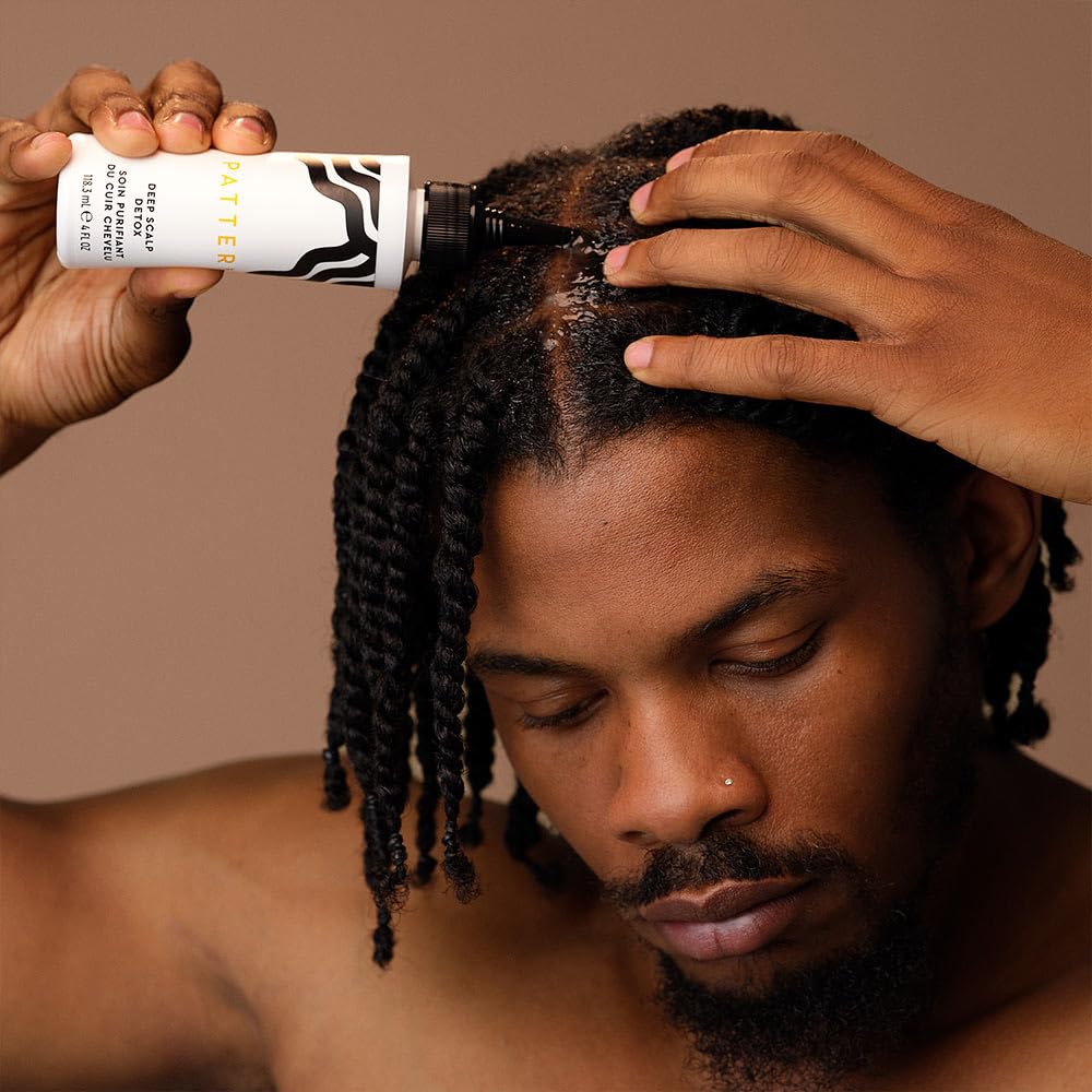 PATTERN Beauty Deep Scalp Detox, etiqueta visible, indicaciones de uso en cuidado capilar