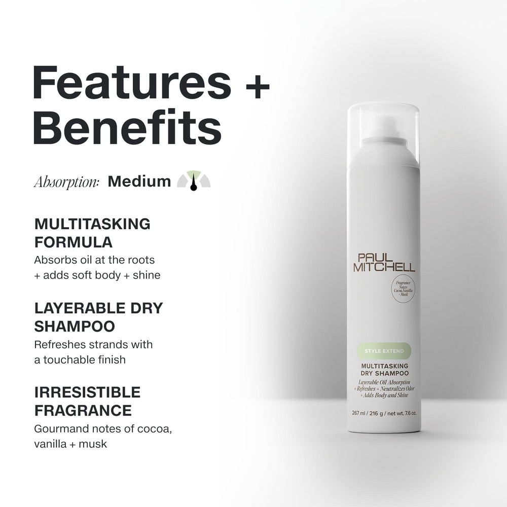 Paul Mitchell Champú Seco Multitarea: realza textura sedosa y aporta cuerpo sin esfuerzo.