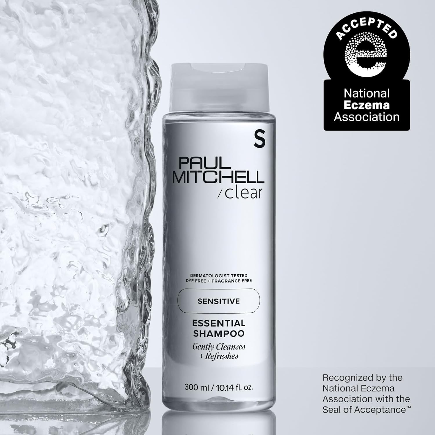Paul Mitchell Champú sin fragancia, etiqueta limpia y aspecto minimalista para uso diario.