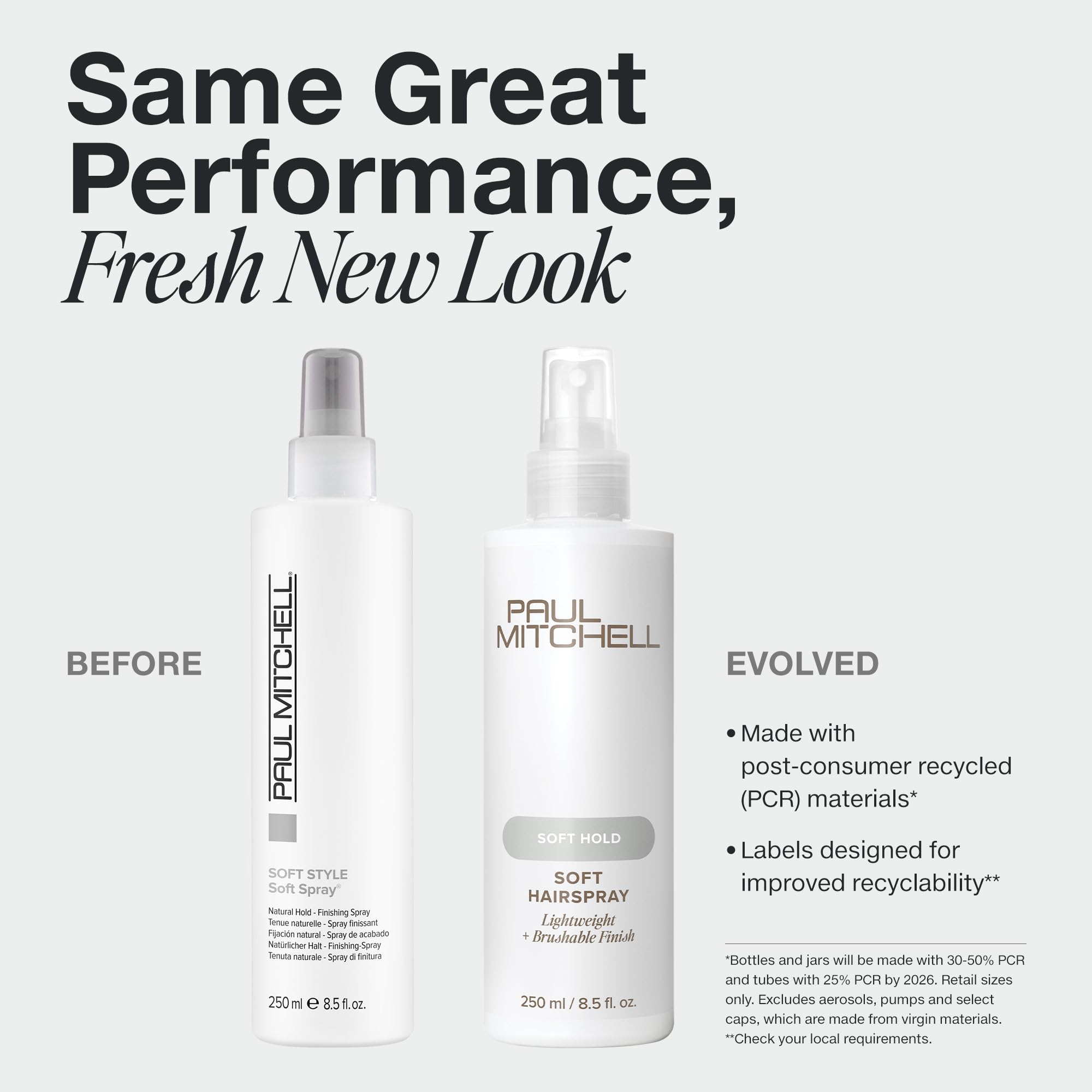 Paul Mitchell Soft Spray en mano, aplicando para peinado flexible