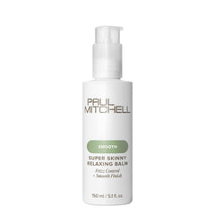 Paul Mitchell Super Skinny Relaxing Balm, botella cerca: controla el frizz y acelera el secado.