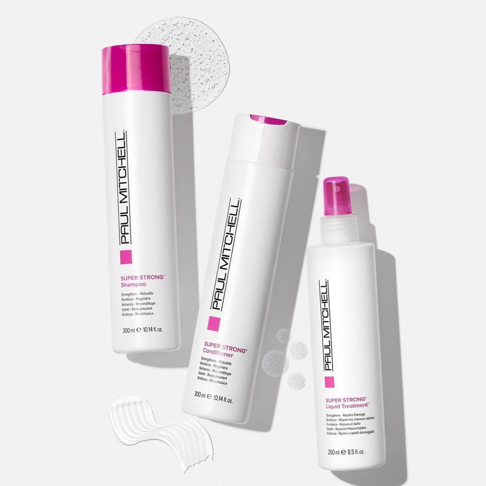 Brillo y cabello más resistente tras usar Paul Mitchell Super Strong Shampoo.