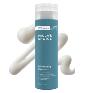 Paula's Choice SKIN BALANCING limpiador, botella visible, ayuda a controlar grasa y poros abiertos.
