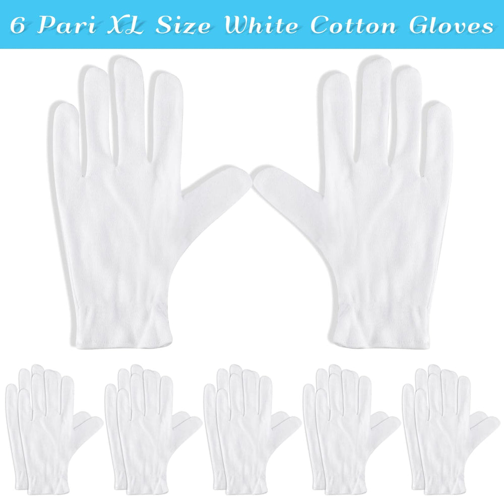 Manos con guantes Paxcoo de algodón blanco XL para hidratación de manos secas