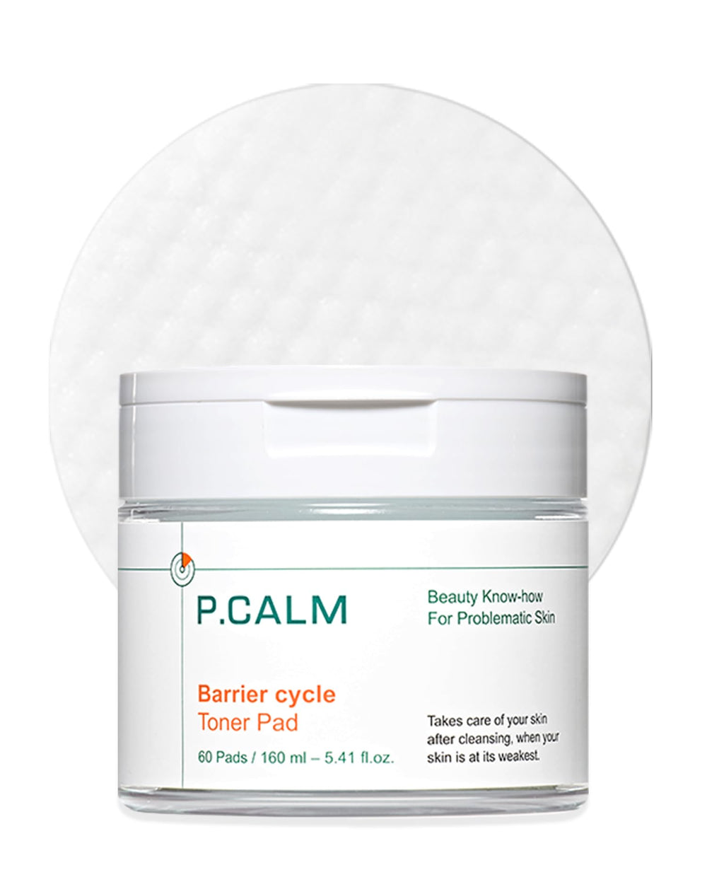 P.CALM Barrier Cycle Toner Pad en bote, ideal para uso diario.