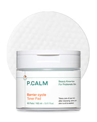 P.CALM Barrier Cycle Toner Pad en bote, ideal para uso diario.