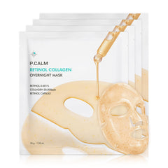 P.CALM Mascarilla nocturna de retinol y colágeno en empaque, refina poros.