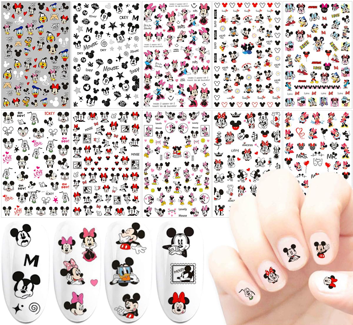 PDFADSK pegatinas de uñas 3D listas para usar, decoración rápida y duradera.