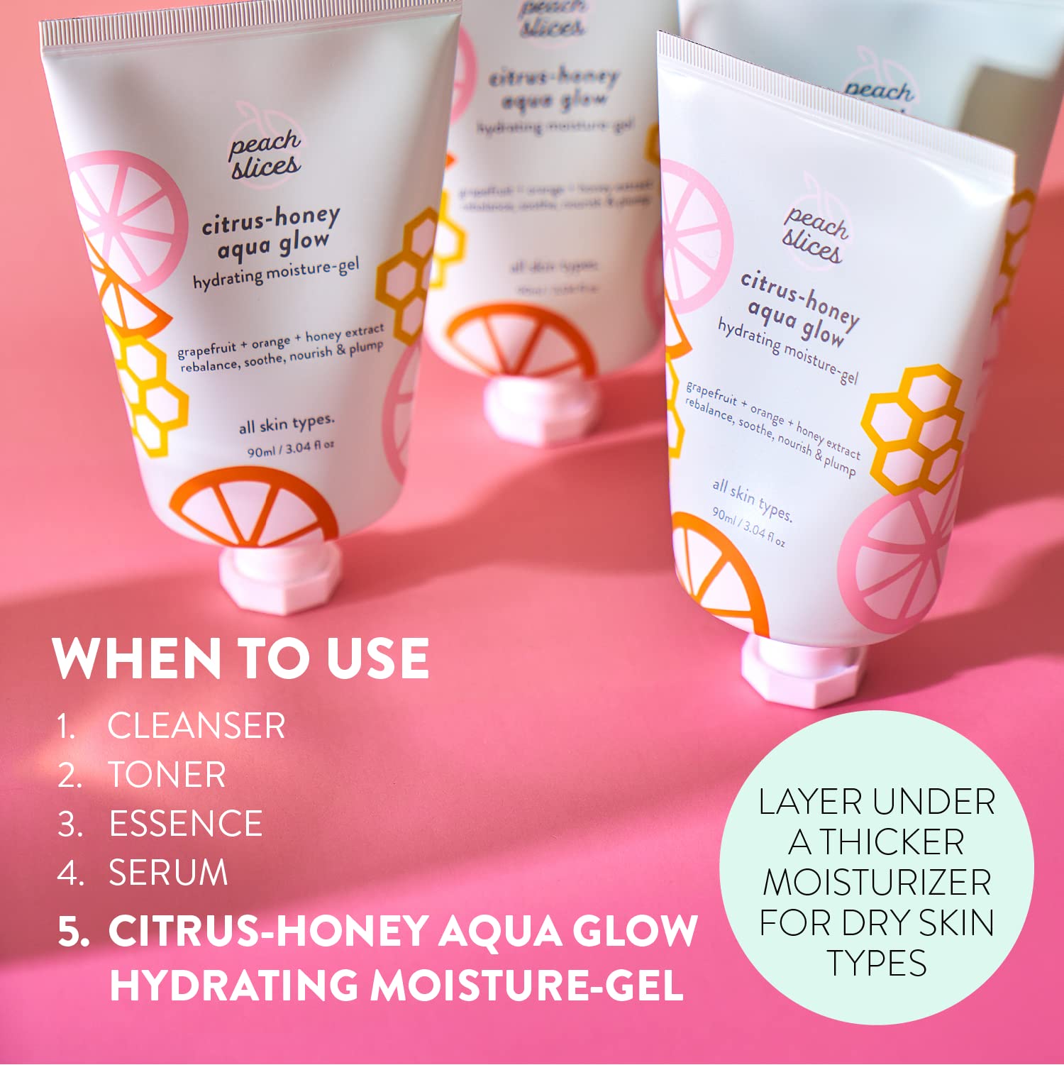 Peach Slices: envase minimalista que luce en el tocador