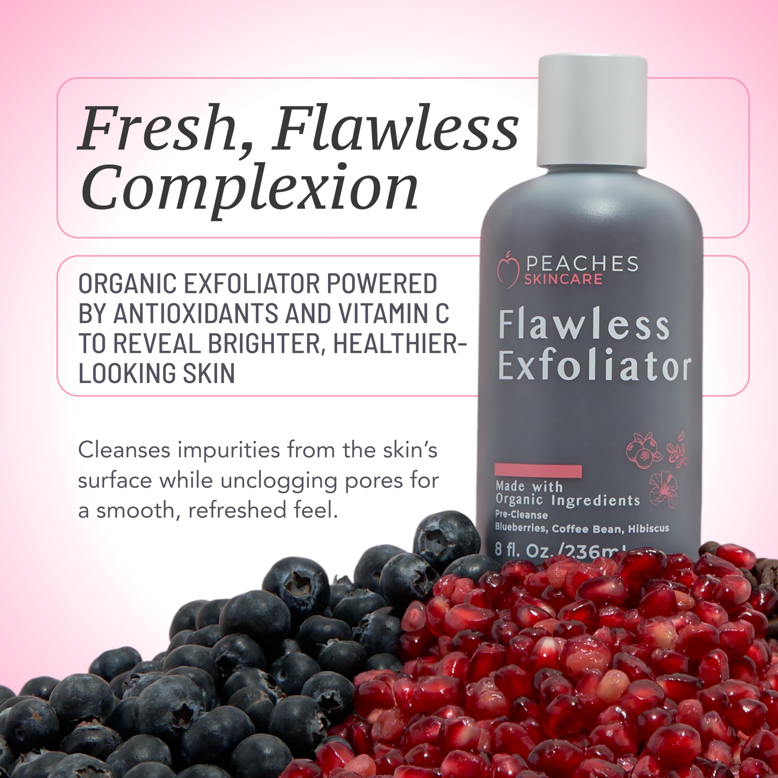 Peaches Skin Care exfoliador facial granos de cafe: elimina células muertas con cafeína.