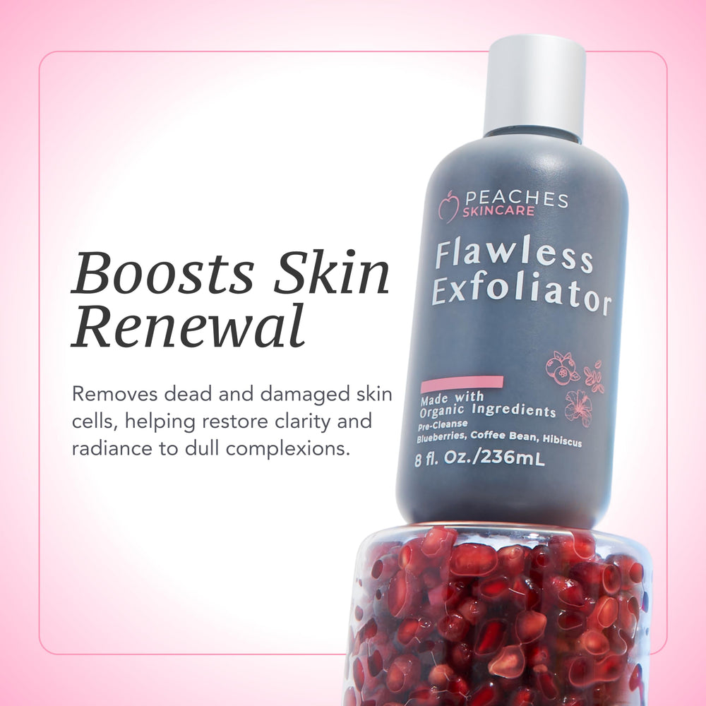 Peaches Skin Care exfoliador facial textura suave: uso diario para piel limpia.