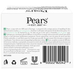 Pears barra jabón glicerina verde transparente, textura suave para uso diario