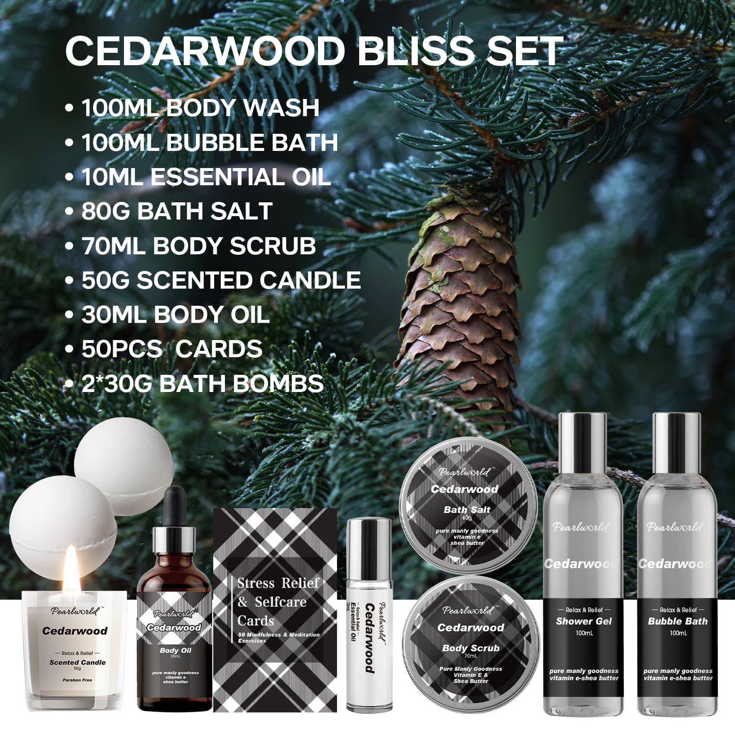 PEARLWORLD jabon-bano-cedro, limpieza suave con aroma a cedro.