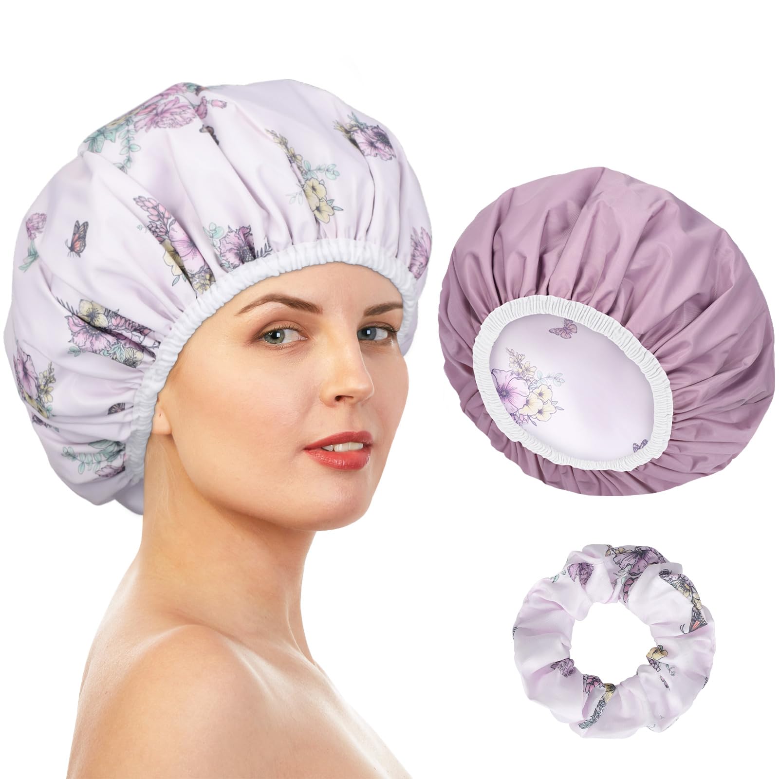 Pengxiaomei capucha doble cara con flor, ideal para secado cómodo y rápido.
