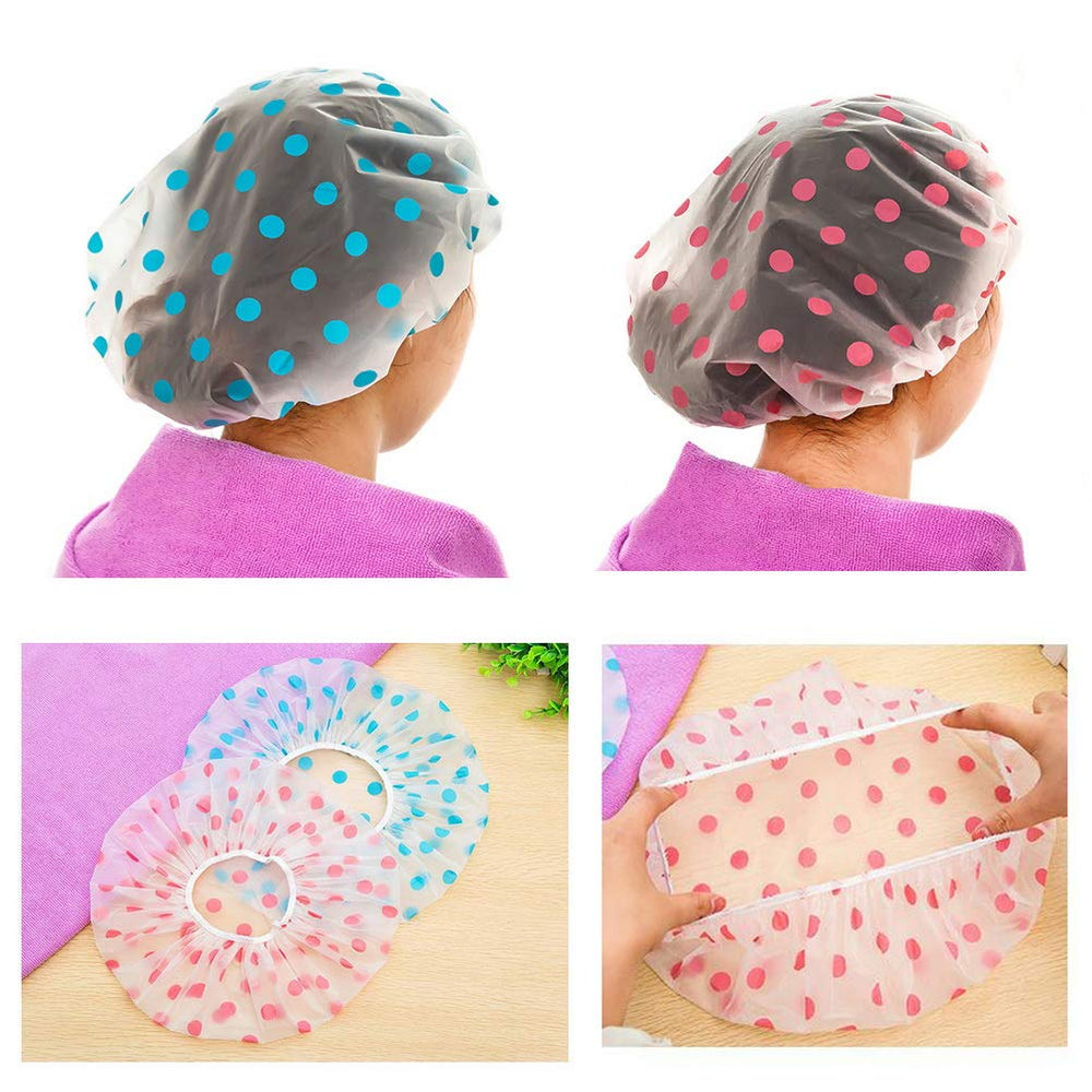 Gorra de ducha Pengxiaomei amarilla con puntos, protección del cabello.