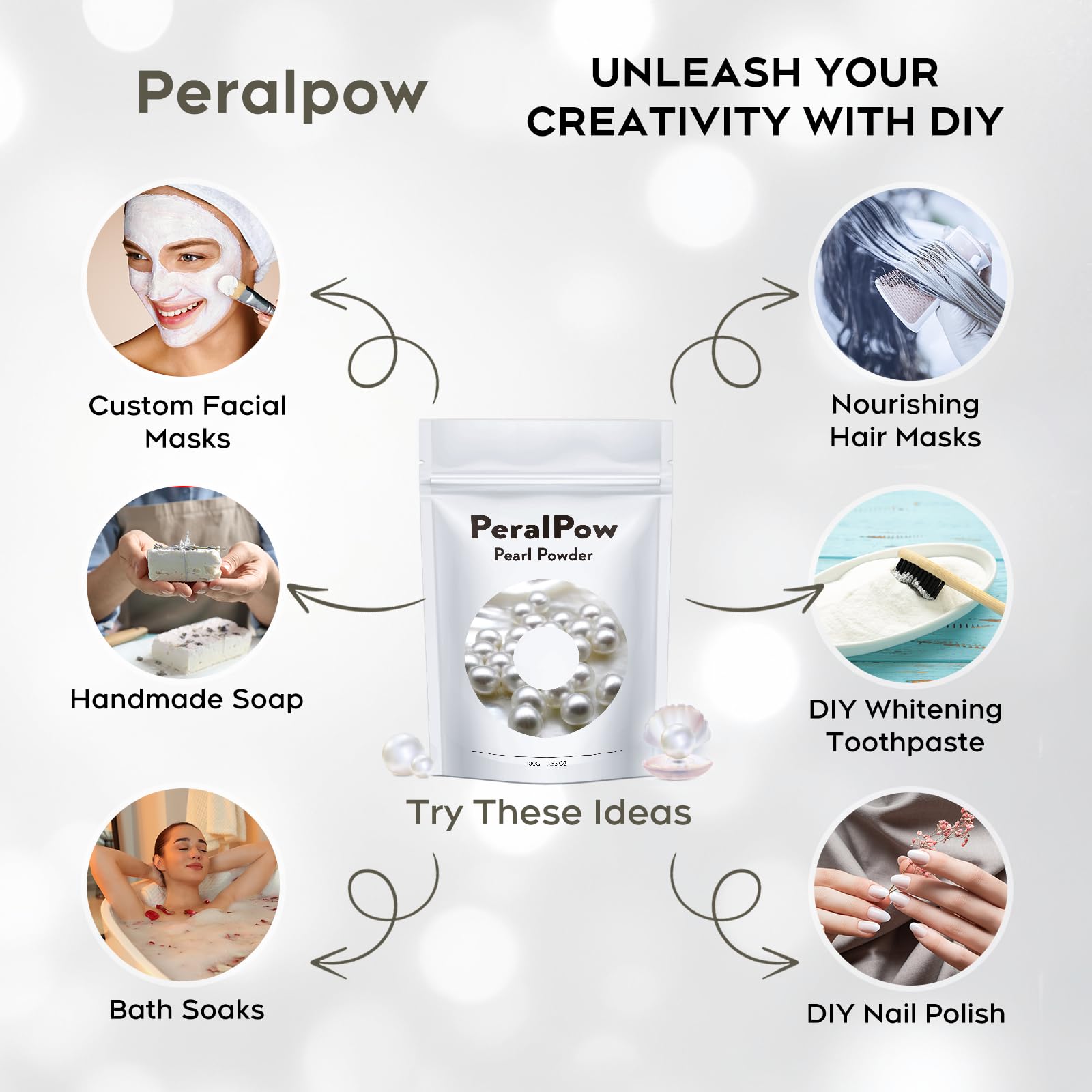 Peralpow cuidado de uñas y pelo con polvo de perla