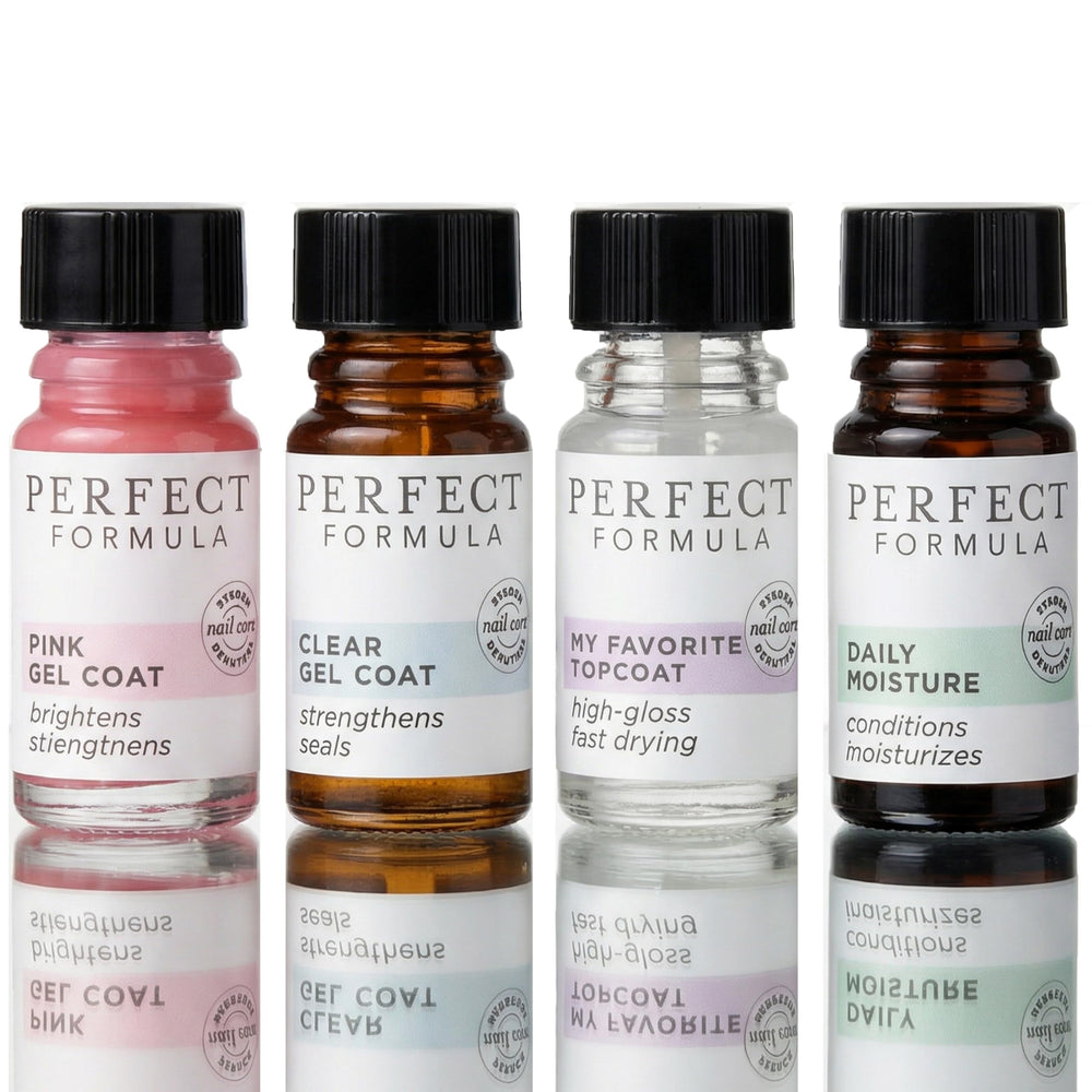 Kit Perfect Formula Nail Essentials, vista frontal, ideal para comenzar el fortalecimiento.