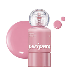 Peripera Syrupy Tok Cheek apertura de botella para acabado luminoso.