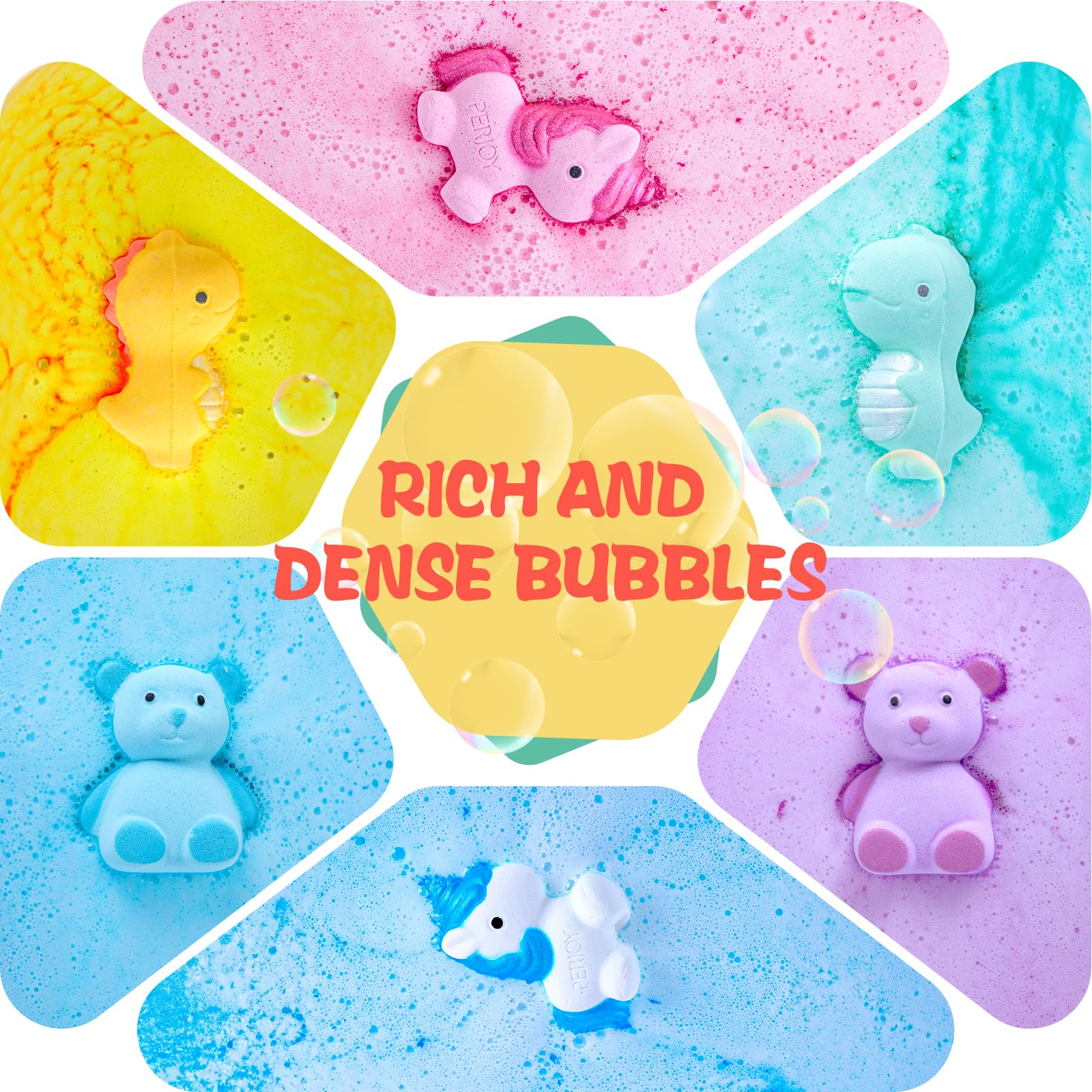 Perjoy bombas de baño para niños, burbujas densas que enriquecen la experiencia de baño
