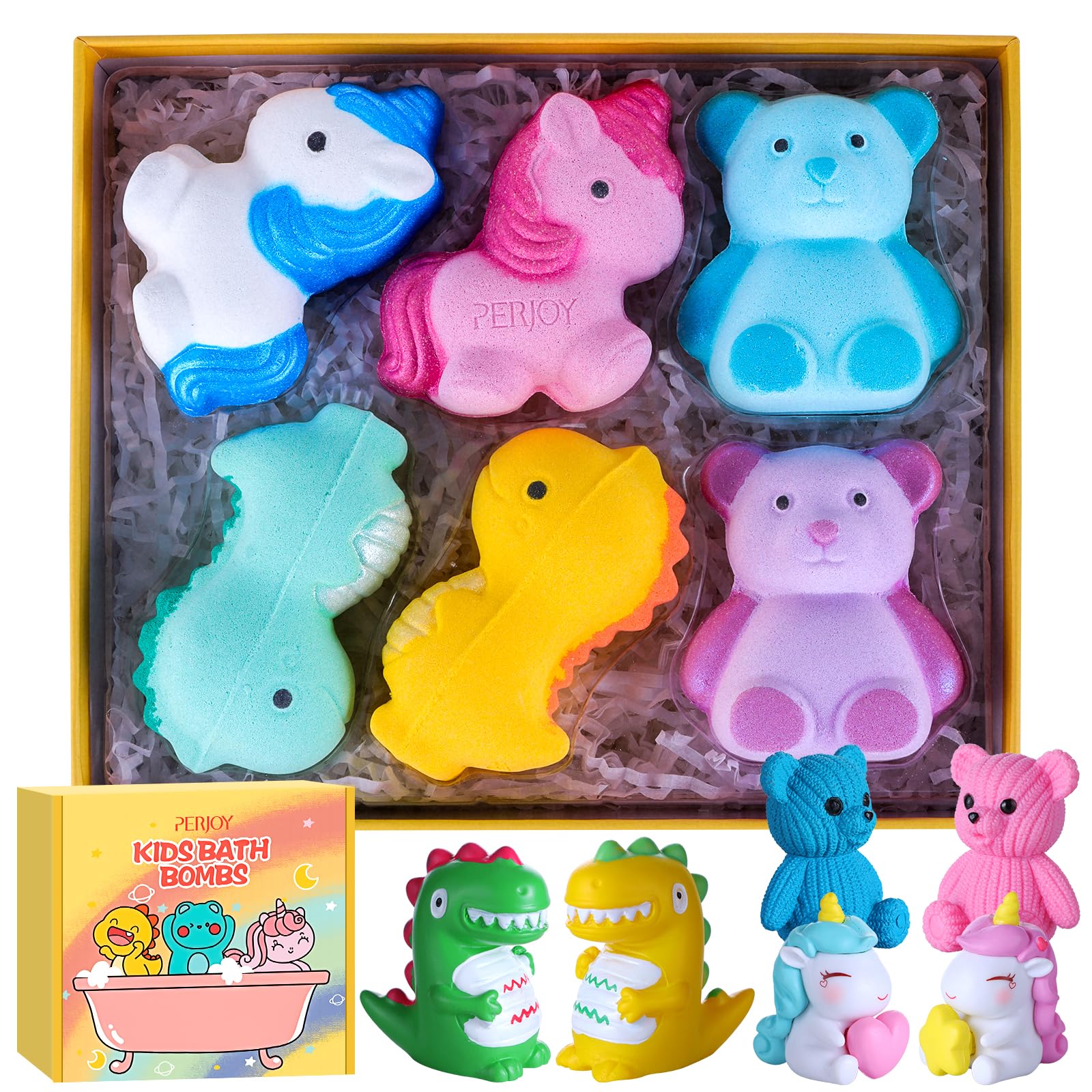 Perjoy bombas de baño para niños con diseño tierno, ideal para baño divertido en casa