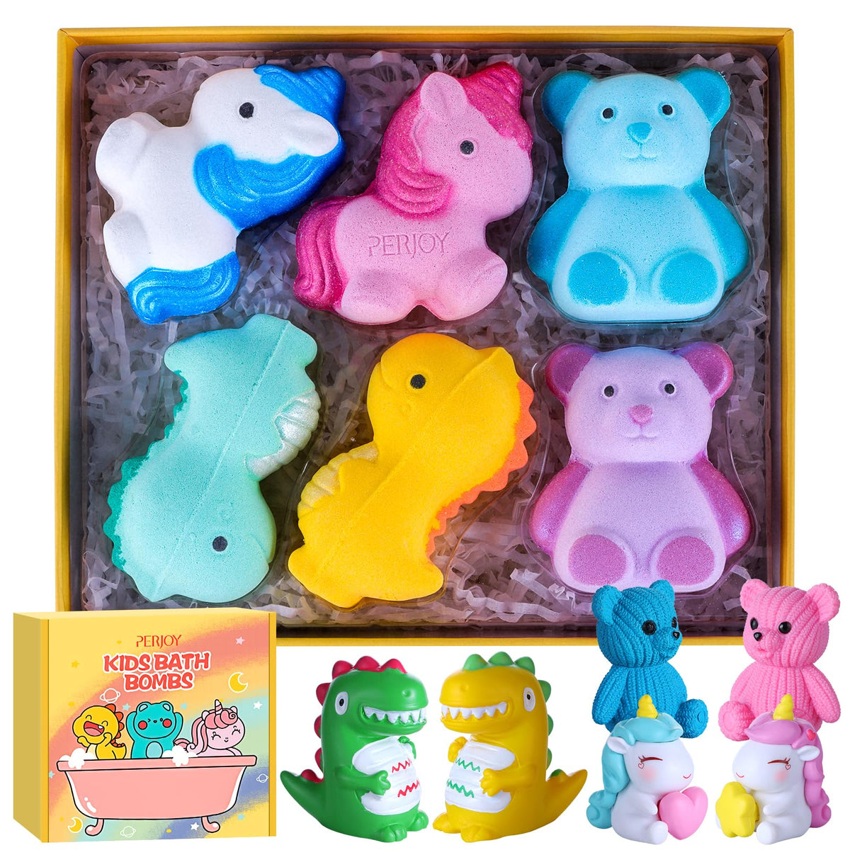Perjoy bombas de baño para niños con diseño tierno, ideal para baño divertido en casa