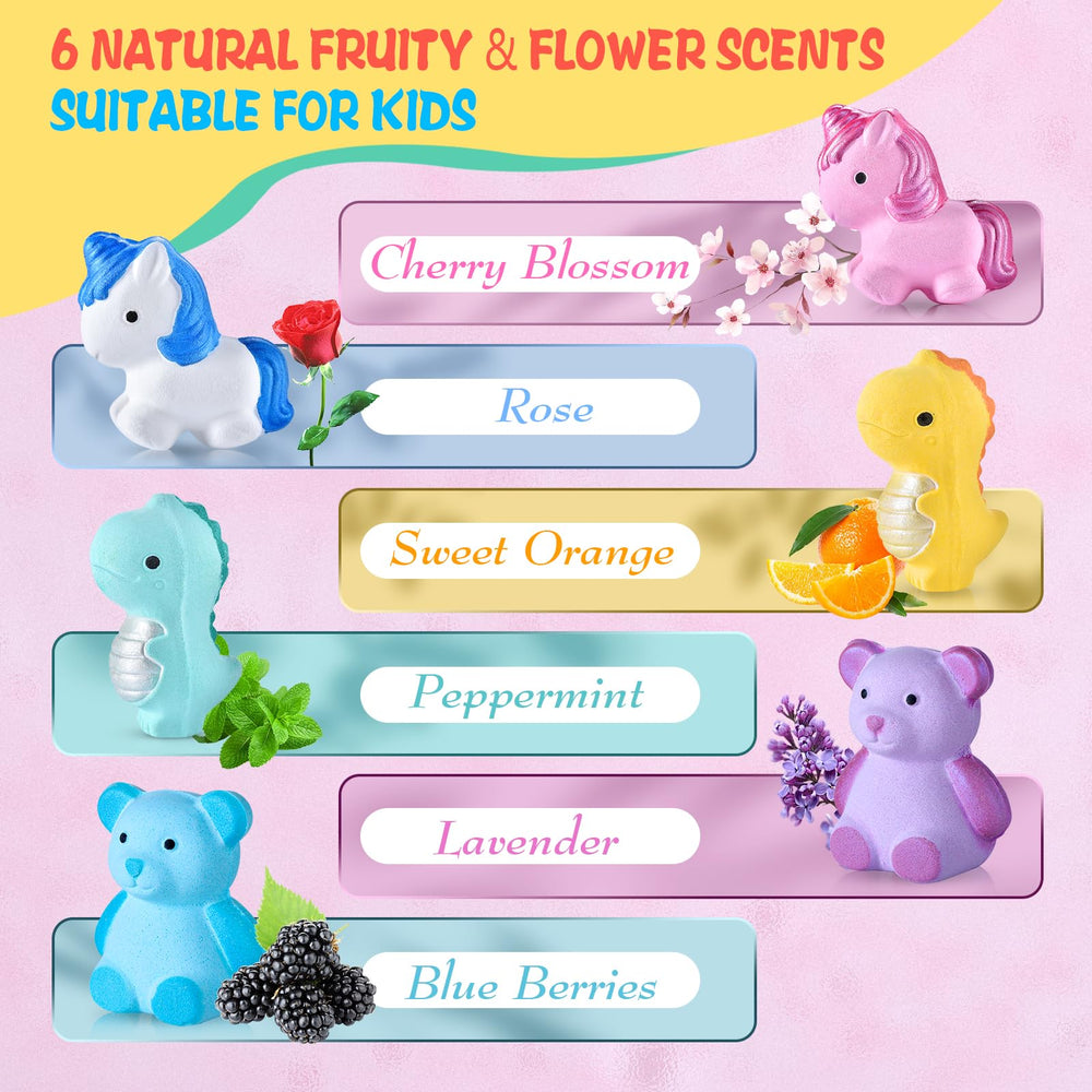 Perjoy bombas de baño veganas para niños, fórmula suave para piel sensible