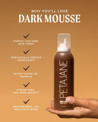 Peta Jane Mousse Bronceadora Oscura, espuma suave para cobertura homogénea.