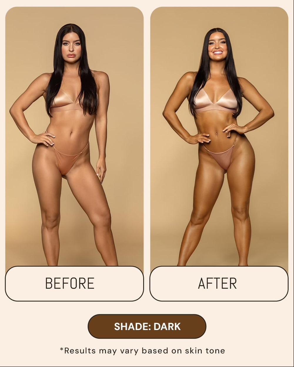 Peta Jane Bronceado Oscuro se desarrolla en horas, tono natural.