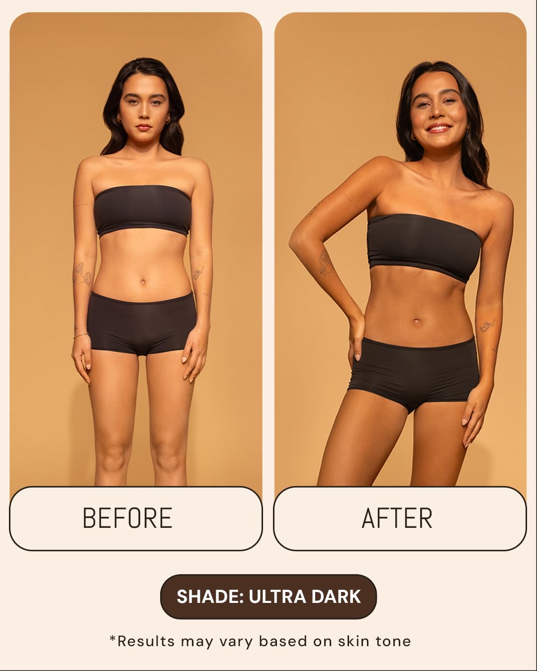 Tono bronceado natural que parece piel besada por el sol.