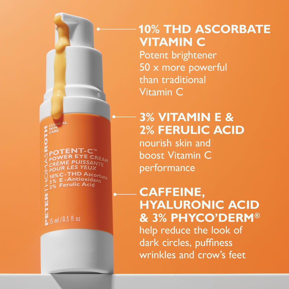 Peter Thomas Roth Potent-C, cafeína para atenuar la hinchazón alrededor de los ojos.