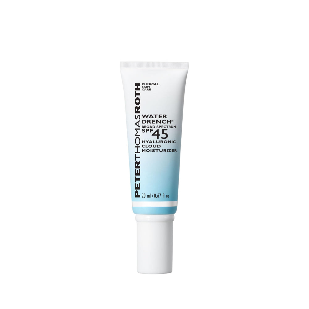 Peter Thomas Roth Water Drench SPF45 en envase, hidratación ligera y protección diaria.