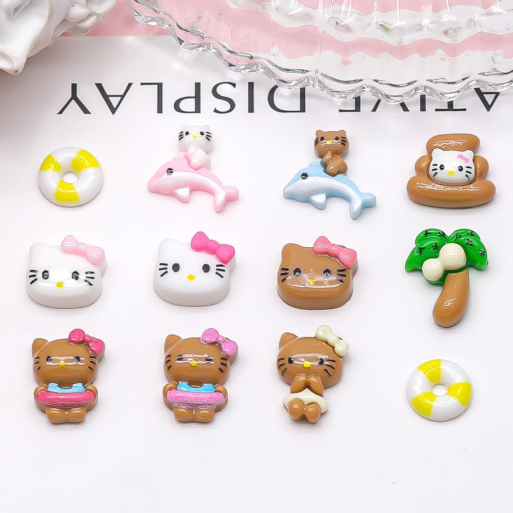 Charms Pethawata con 11 diseños de gato para uñas creativas