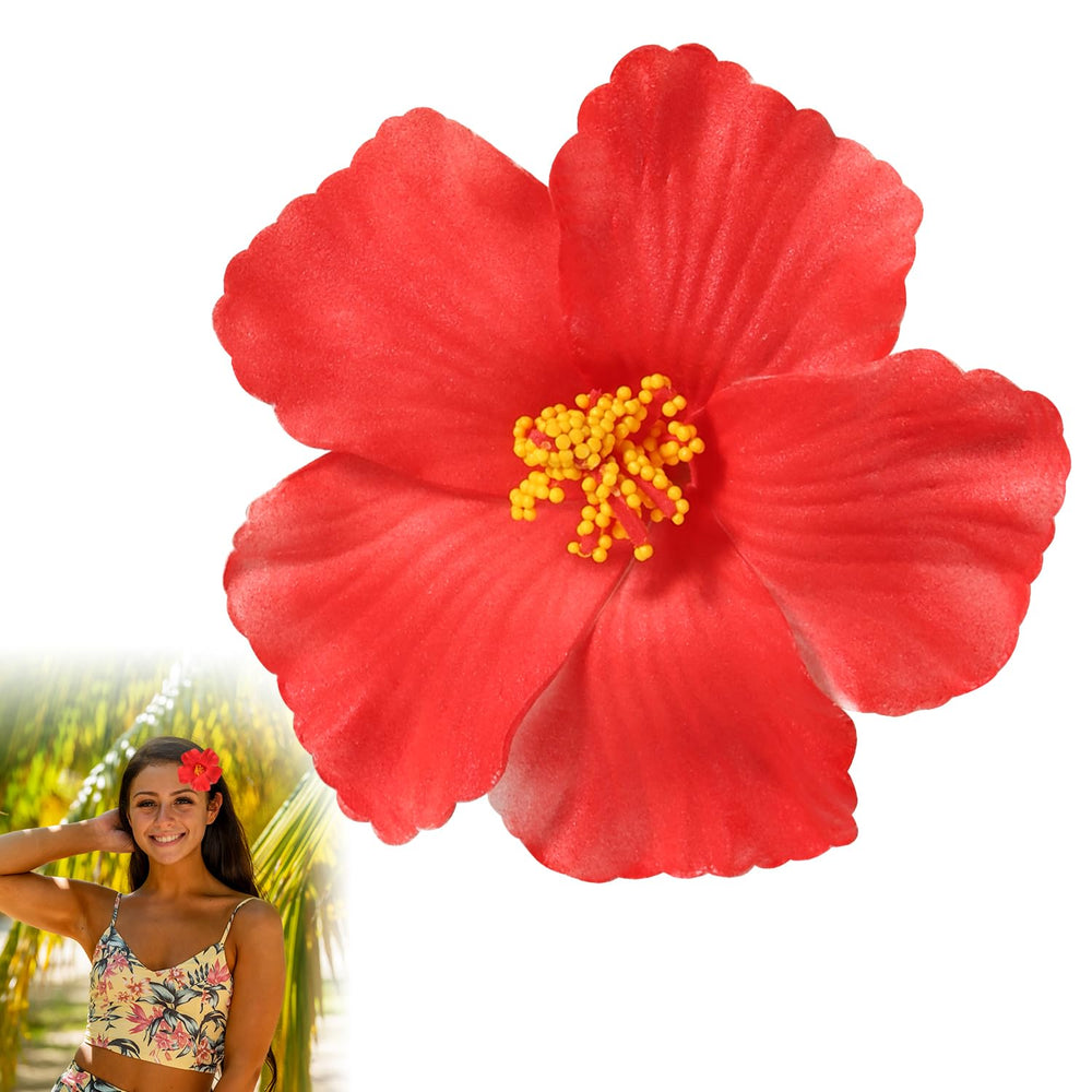 PEUTIER broche floral rojo para el cabello, ideal para fiestas y festivales.