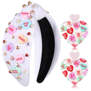 PHALIN diadema San Valentín blanca con corazón XOXO para look romántico