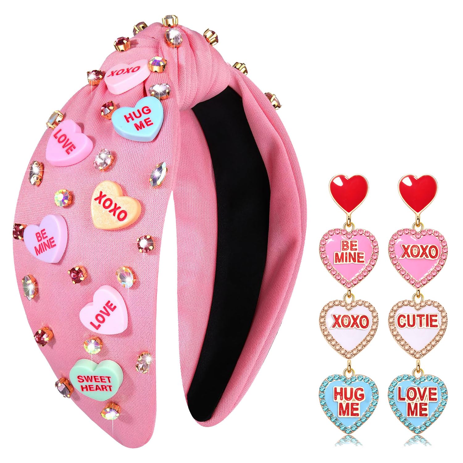 PHALIN diadema San Valentín con corazón de conversación para un look romántico