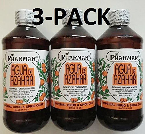 Pharmark Agua de Azahar 8 onzas, tres paquetes, tónico suave para la piel