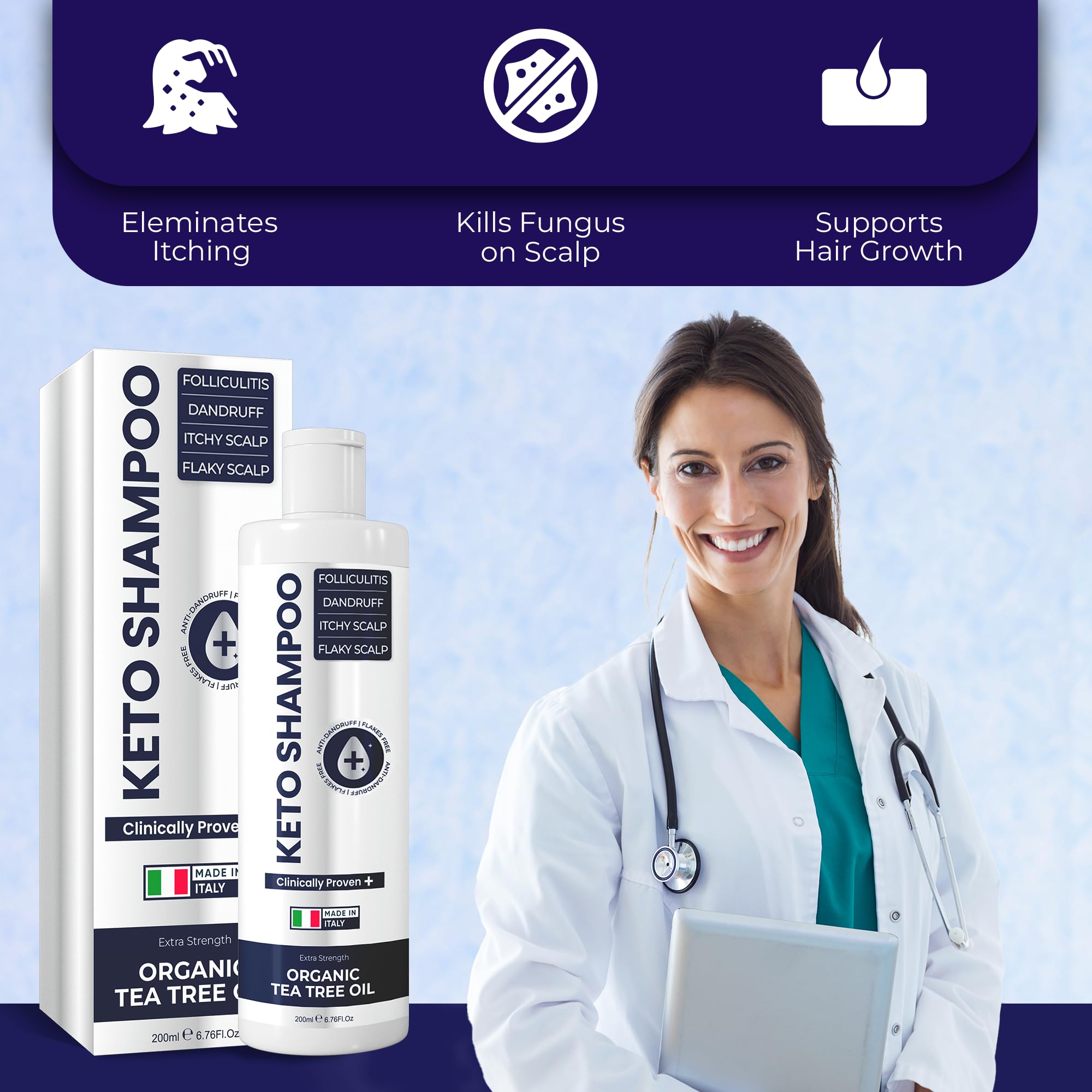 Efecto antifúngico de Pharmlitalia Shampoo para controlar la irritación.