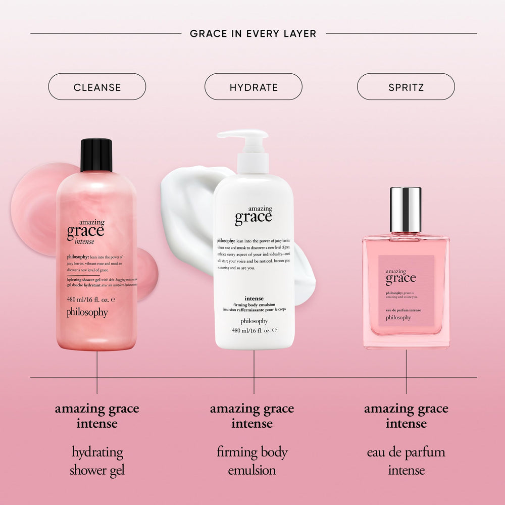 Fragancia floral-frutal de Philosophy Amazing Grace Intense Emulsion para aroma duradero