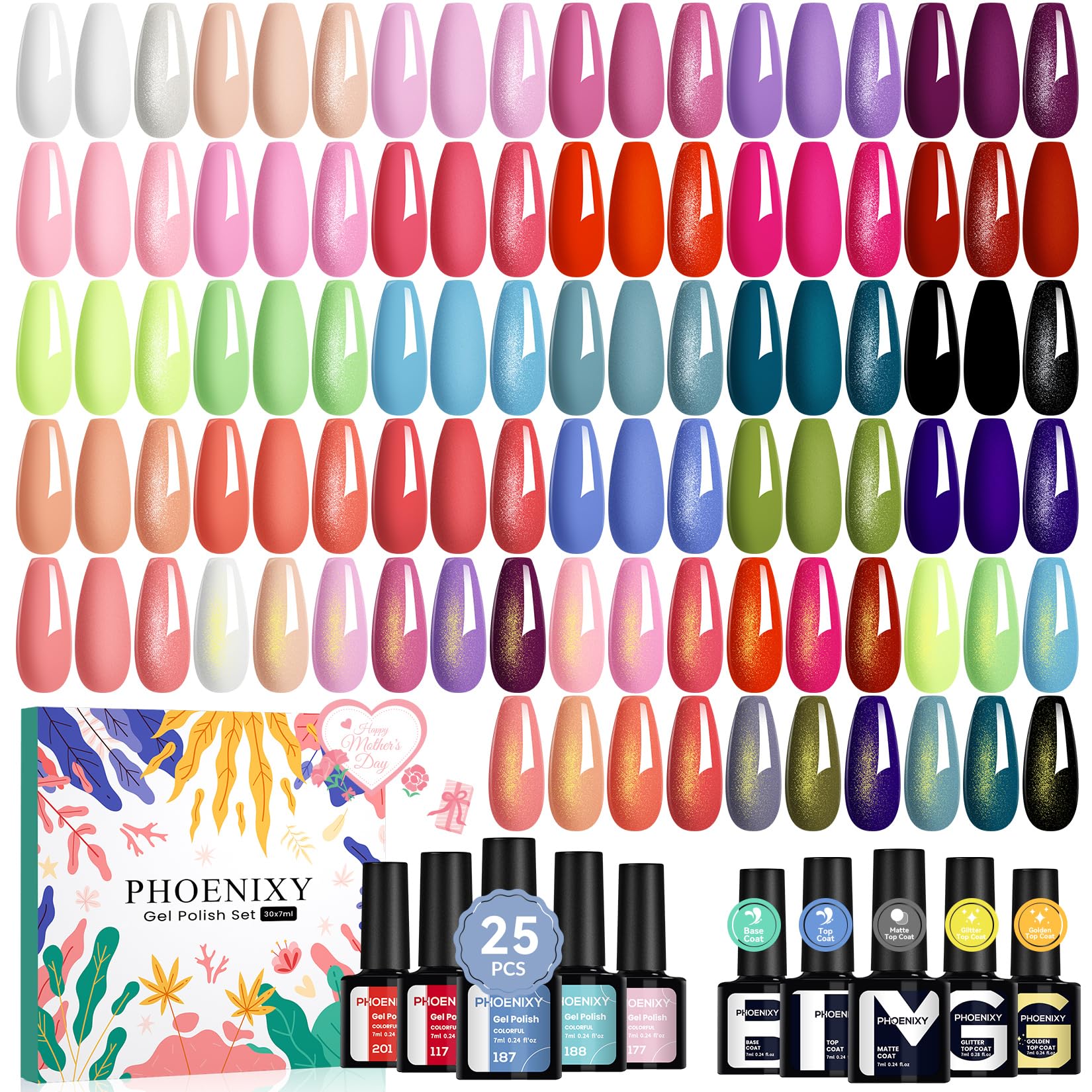 Phoenixy es esmalte gel 25 colores en botellas para uñas brillantes y duraderas