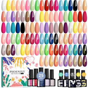 Phoenixy set de esmaltes gel 25 colores en botellas para uñas.