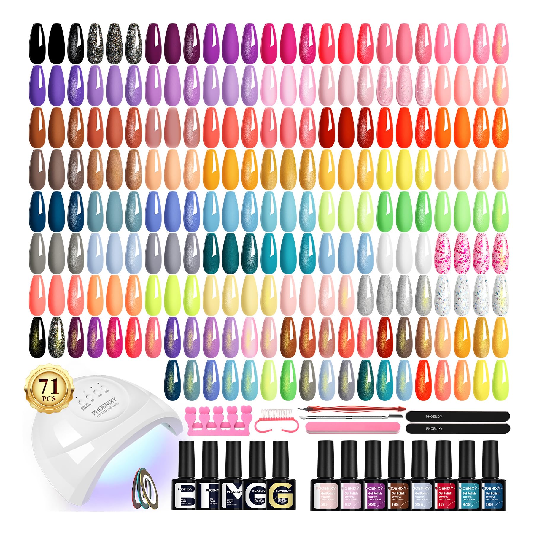Phoenixy kit gel completo con luz UV 48W para manicura casera