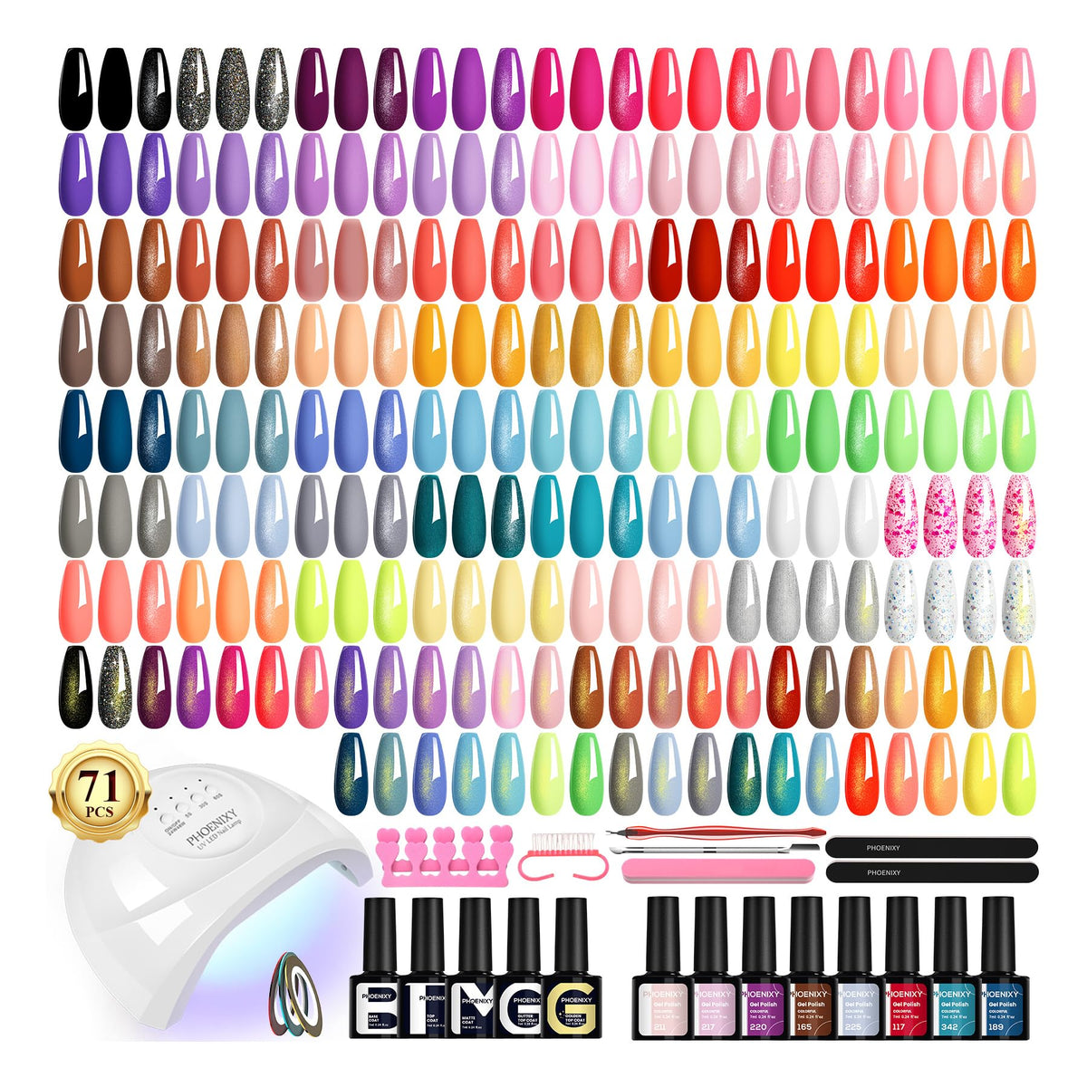 Phoenixy kit gel completo con luz UV 48W para manicura casera