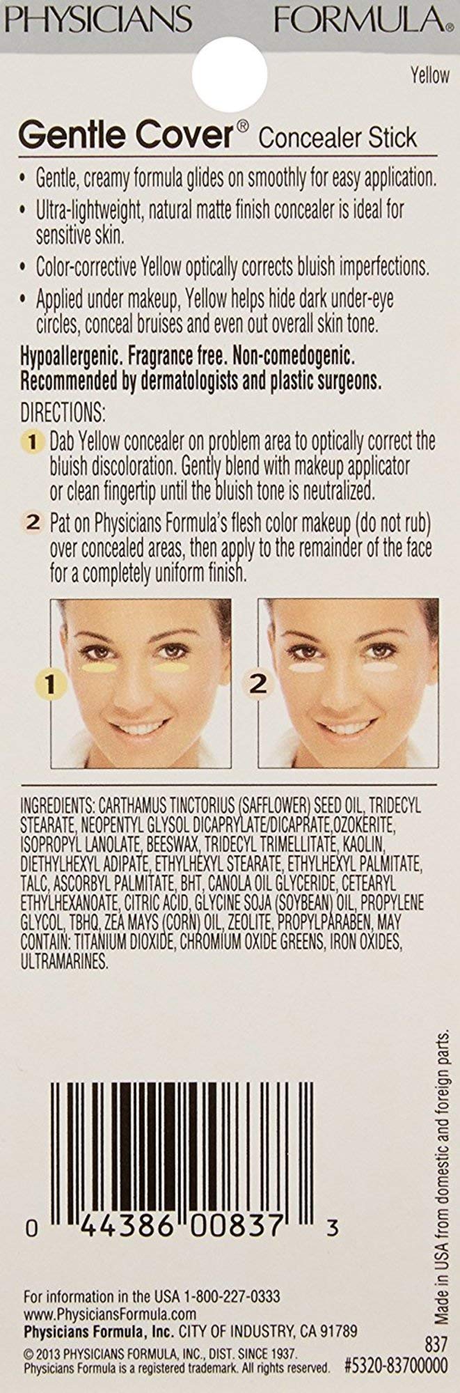 Physicians Formula corrector suave, sin fragancia, para piel sensible.