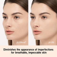 Maquillaje para piel sensible, textura satinada, sensación fresca durante el día.