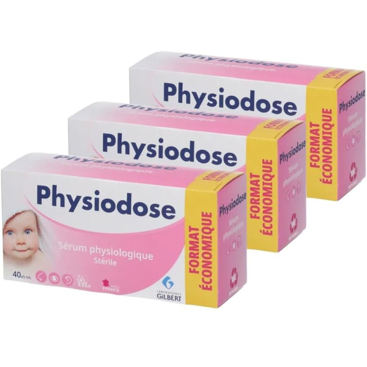 Physiodose serum fisiológico para bebés, higiene ocular y nasal diaria.