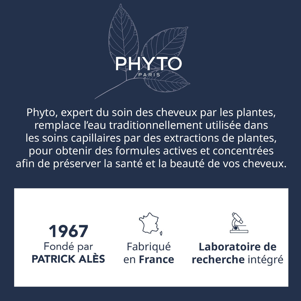PHYTO modelo con cabello voluminoso gracias al acondicionador.
