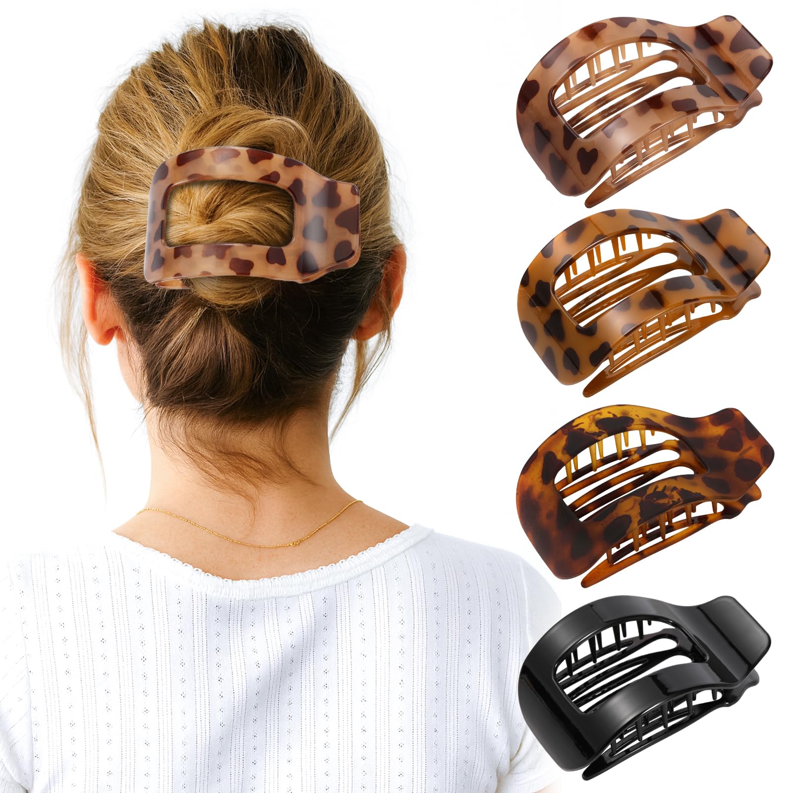 Phyzylvia clip plano beige, sujeción suave para cabello cómodo